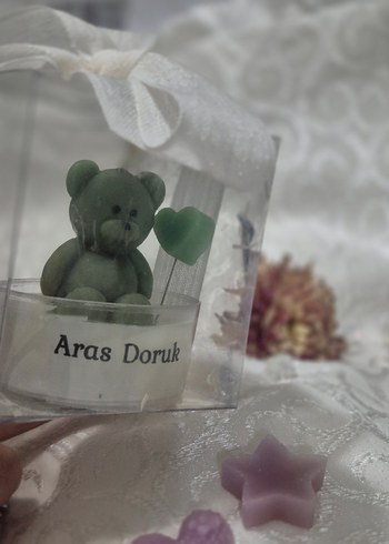 Yeşil Ayıcık Figürlü Mum Hosgeldin Bebek hediyesi - Görsel 3
