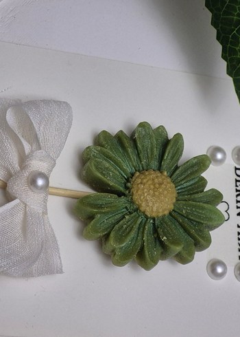 Yeşil Pastel Çiçek Mum Süsü - Görsel 2