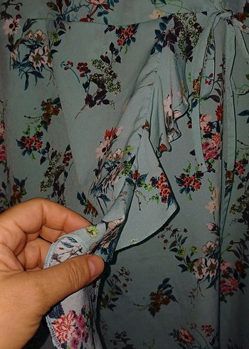 Turkuaz Midi Bohem Renkli Elbise - Görsel 6