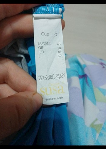 Mavi Çiçek Desenli etekli Mayo - Görsel 7