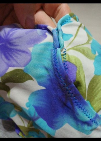 Mavi Çiçek Desenli etekli Mayo - Görsel 6