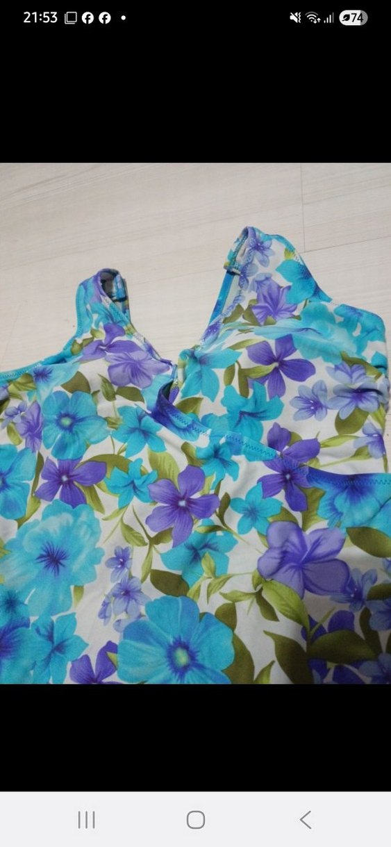 Mavi Çiçek Desenli etekli Mayo - Görsel 2