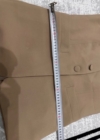 Bej Düğmeli Kadın Midi Yelek - Görsel 4