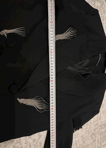 Nakışlı Siyah Kısa Kadın Blazer Ceket - Görsel 3