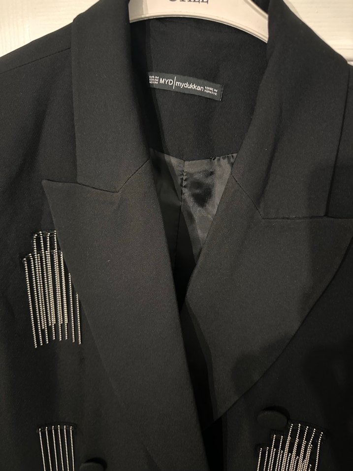 Nakışlı Siyah Kısa Kadın Blazer Ceket - Görsel 2