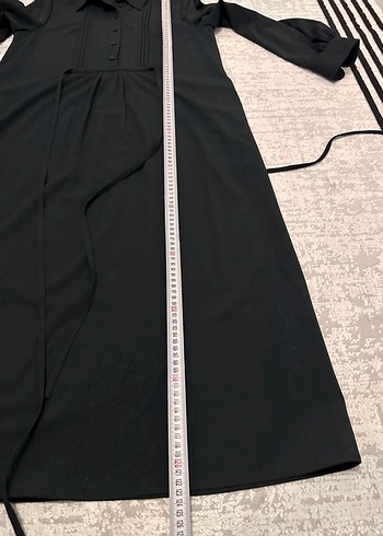 Siyah Pilili Uzun Keten Elbise - Görsel 5