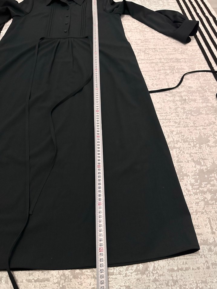 Siyah Pilili Uzun Keten Elbise - Görsel 5