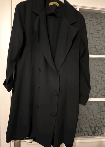 Siyah Kadın Uzun Kollu Düğmeli Takım - Görsel 2