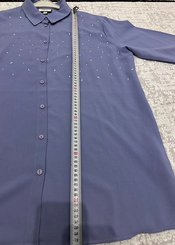 Mavi Düğmeli Uzun Kollu Kadın Gömlek - Görsel 5