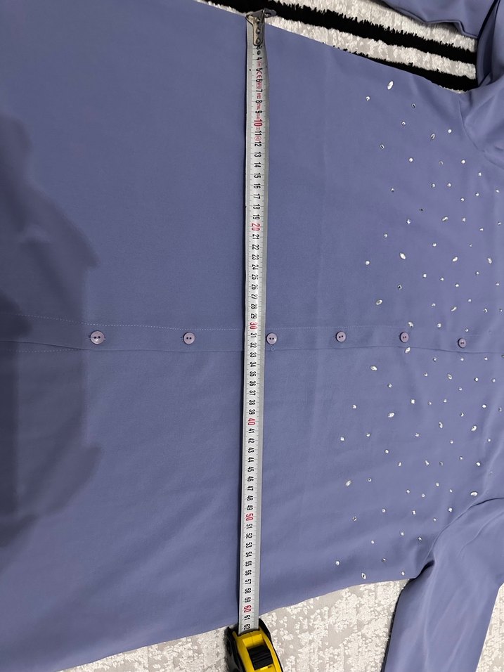 Mavi Düğmeli Uzun Kollu Kadın Gömlek - Görsel 4