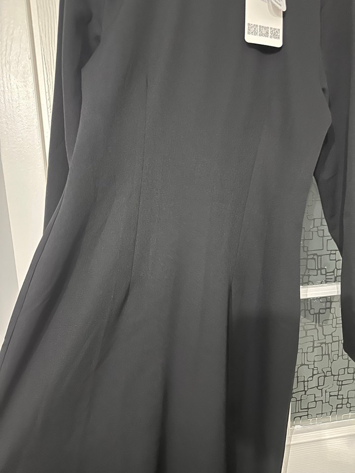 Uzun Kollu Siyah Kadın Uzun Elbise - Görsel 4