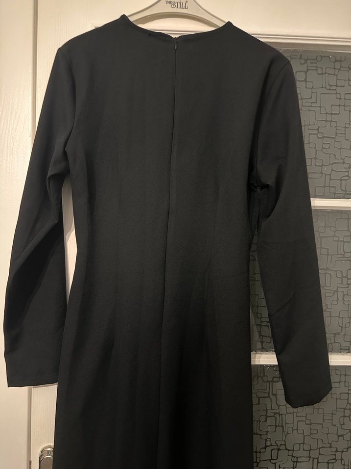 Uzun Kollu Siyah Kadın Uzun Elbise - Görsel 3