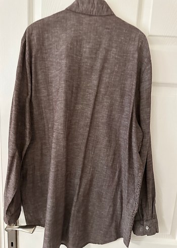 Düğmeli Kahverengi Gömlek - Görsel 5