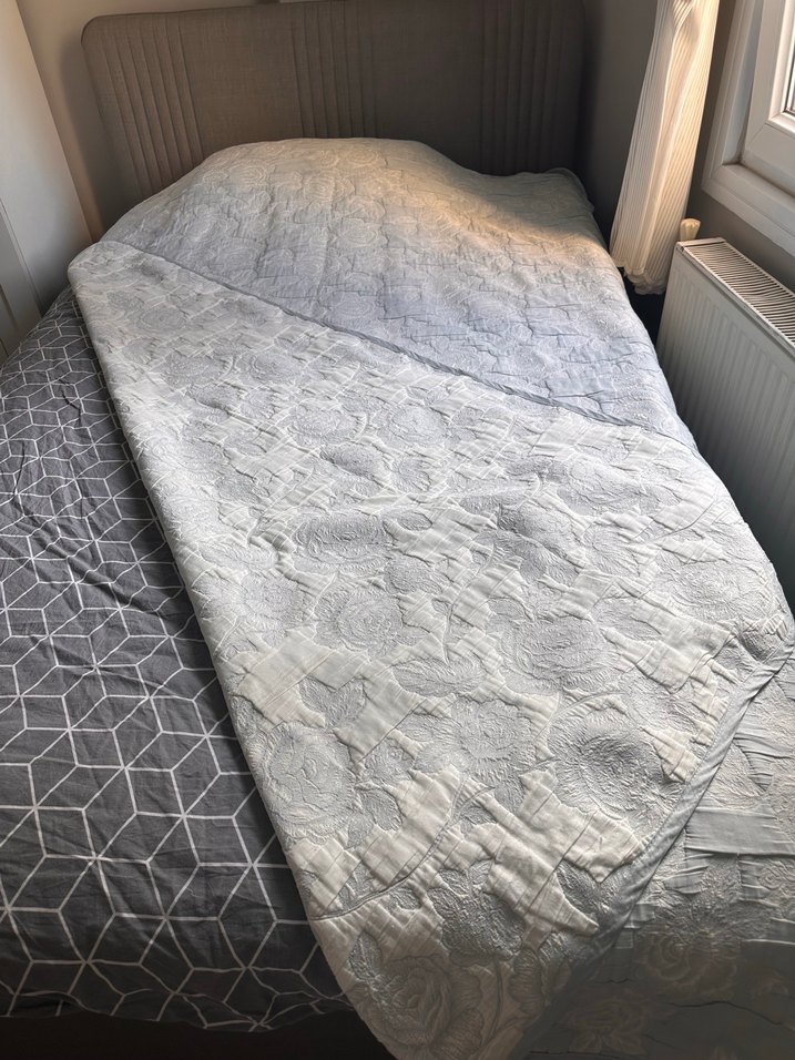 Gri Desenli Yatak Örtüsü tek kişilik 2 adet - Görsel 3