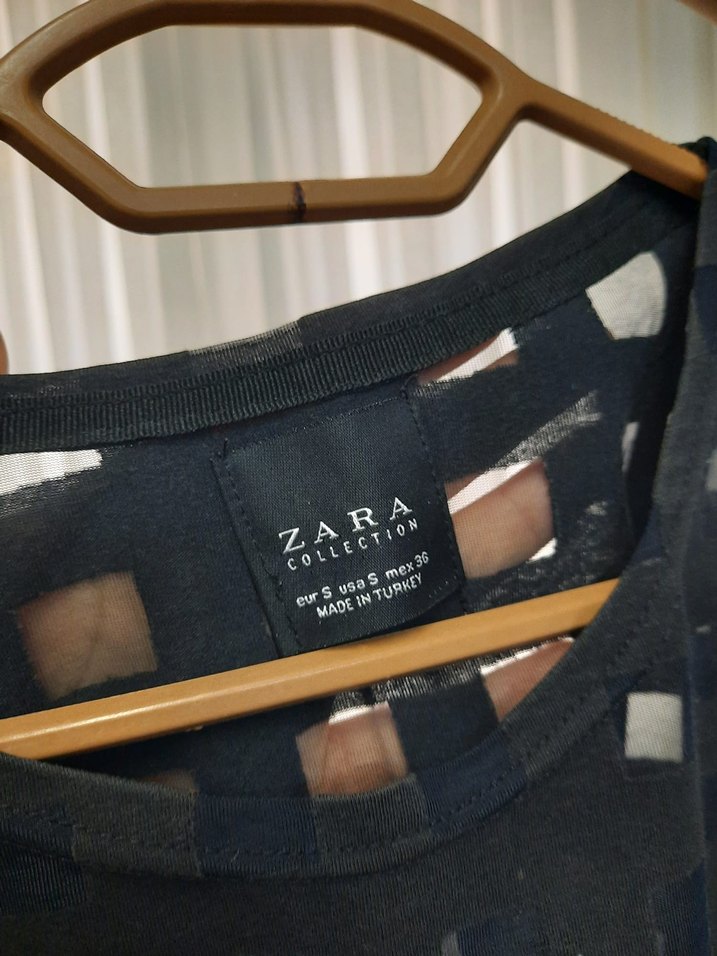 Düğmeli Siyah Kadın Kısa Kollu Bluz - Görsel 2