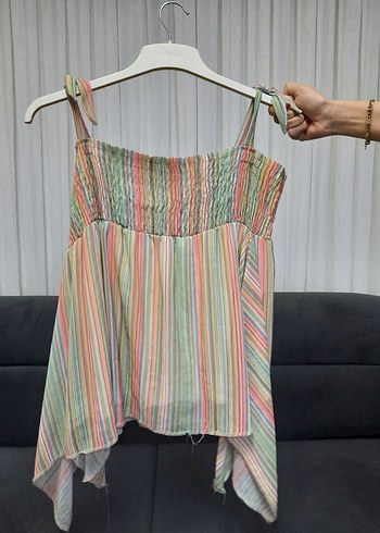 Bohem Çok Renkli Askılı Hamile Bluzu - Görsel 2