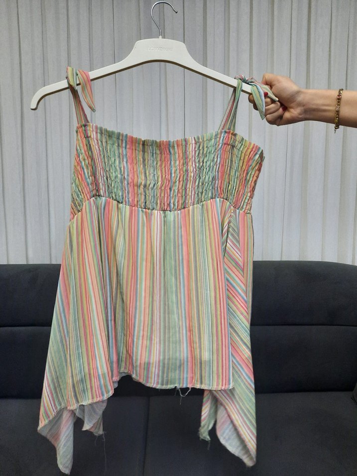 Bohem Çok Renkli Askılı Hamile Bluzu - Görsel 2