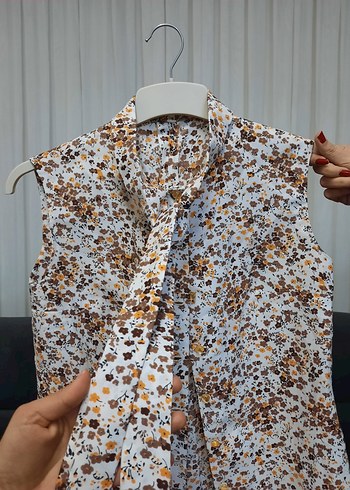 Düğmeli Kolsuz Bohem Desenli Gömlek - Görsel 2