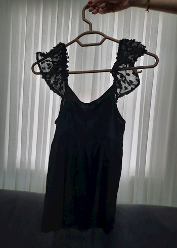 Dantel Detaylı Siyah Straplez Bluz - Görsel 2