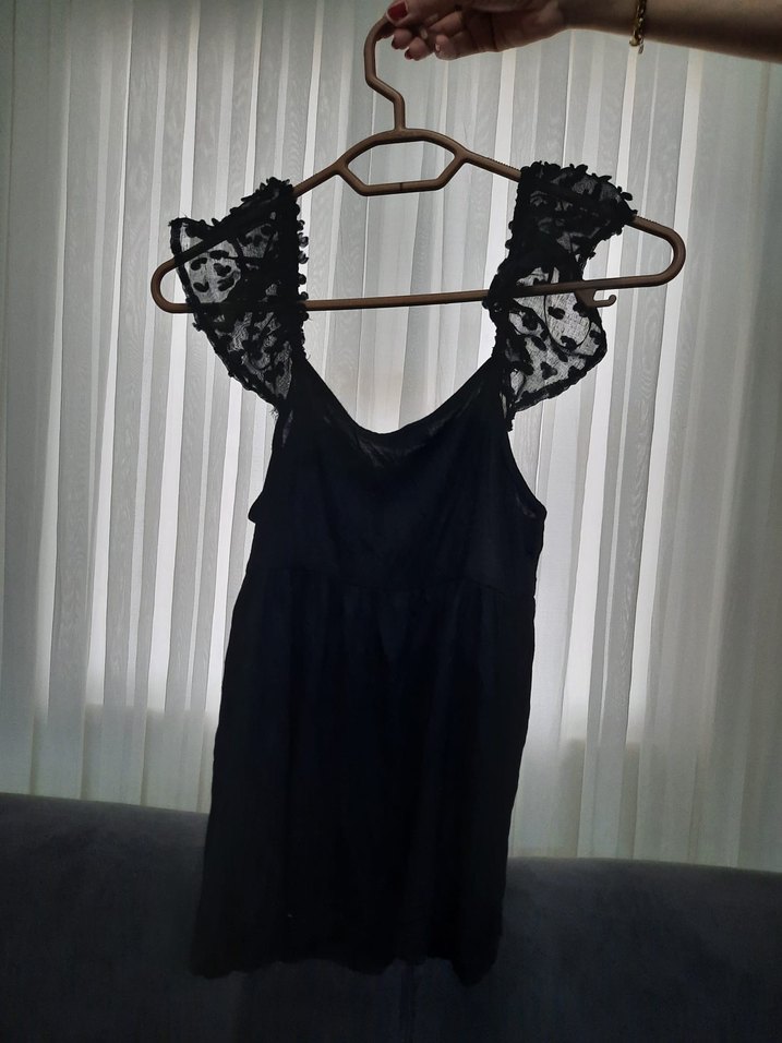 Dantel Detaylı Siyah Straplez Bluz - Görsel 2