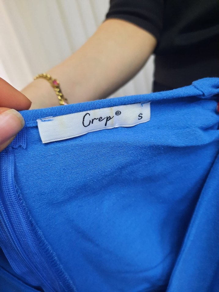 Kadın Mavi Keten Midi Tulum V Yaka - Görsel 3