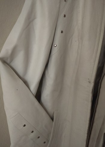 Kadın Beyaz Süet Uzun Ceket - Görsel 3