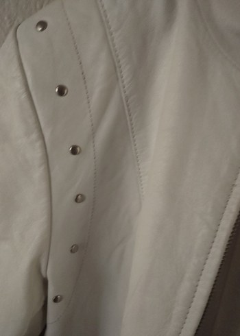 Kadın Beyaz Süet Uzun Ceket - Görsel 4