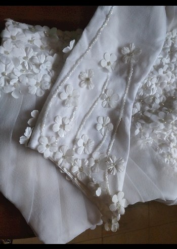 Uzun Beyaz A-Line Gelinlik - Görsel 16