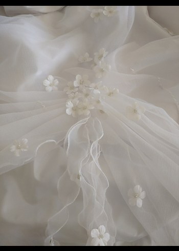 Uzun Beyaz A-Line Gelinlik - Görsel 7