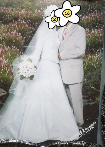 Uzun Beyaz A-Line Gelinlik - Görsel 3