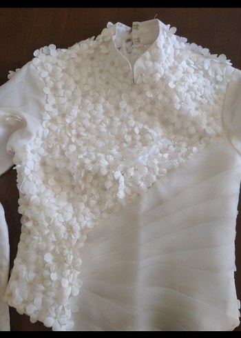 Uzun Beyaz A-Line Gelinlik - Görsel 4