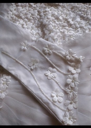 Uzun Beyaz A-Line Gelinlik - Görsel 15