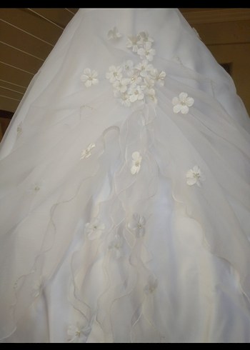 Uzun Beyaz A-Line Gelinlik - Görsel 5