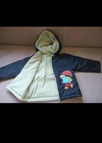 Kapüşonlu Mavi Baskılı Erkek Çocuk Ceketi - Görsel 2