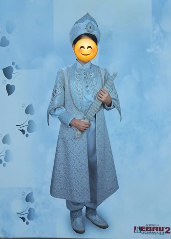 Beyaz Etnik Desenli Çocuk Kaftanı - Görsel 16