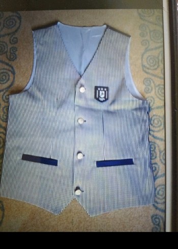 Çocuk Gri Düğmeli Yelekli Takım - Görsel 4