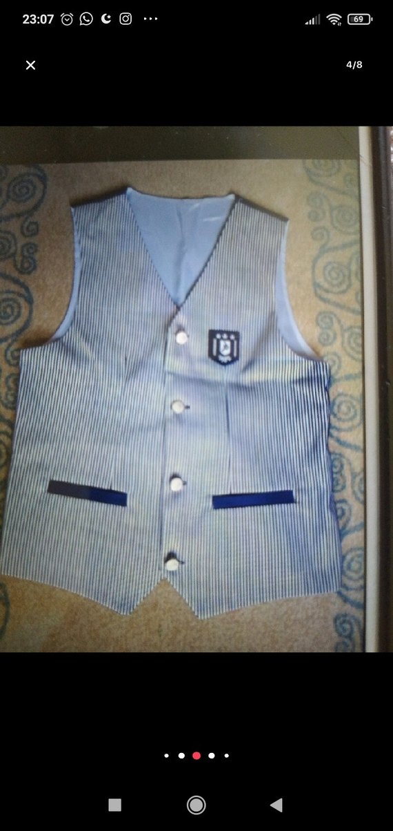 Çocuk Gri Düğmeli Yelekli Takım - Görsel 4