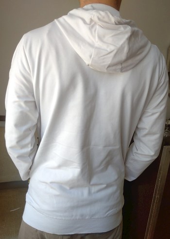 Beyaz Fermuarlı Erkek Sweatshirt - Görsel 2