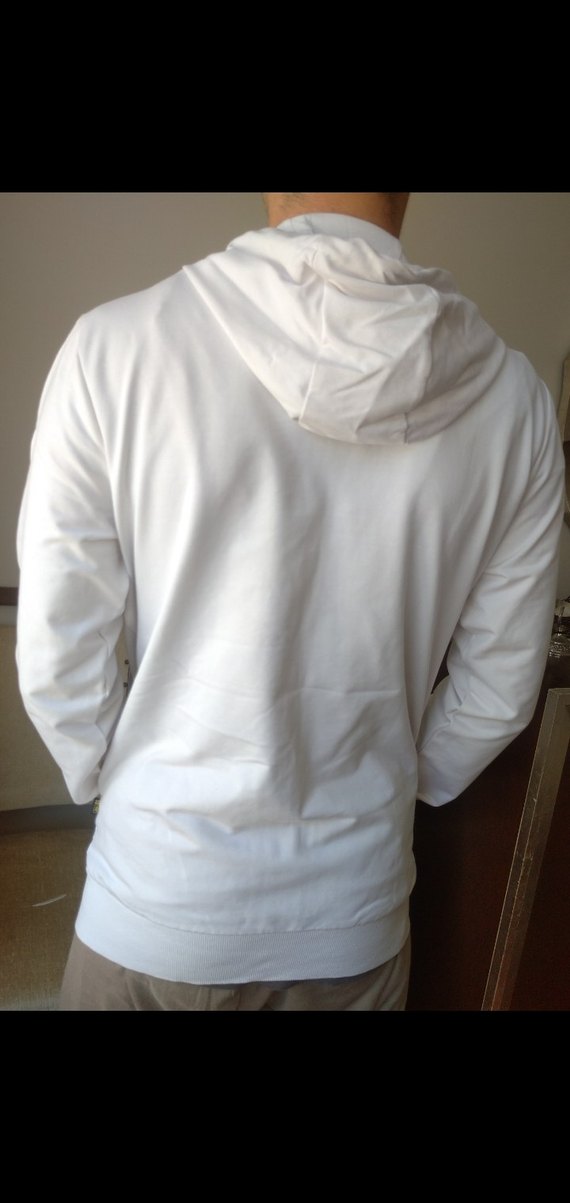 Beyaz Fermuarlı Erkek Sweatshirt - Görsel 2