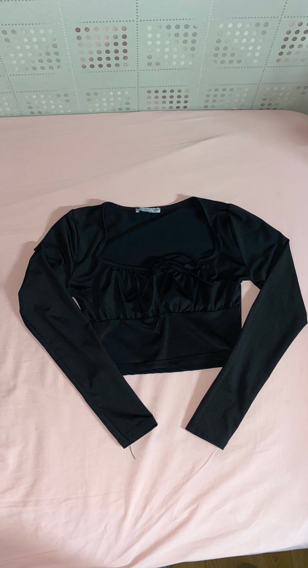 Uzun Kollu Siyah Crop - Görsel 2