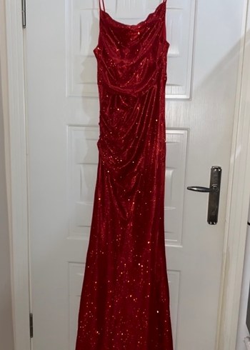 Parlak Kırmızı Uzun Elbise - Görsel 3