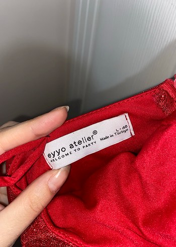 Parlak Kırmızı Uzun Elbise - Görsel 5