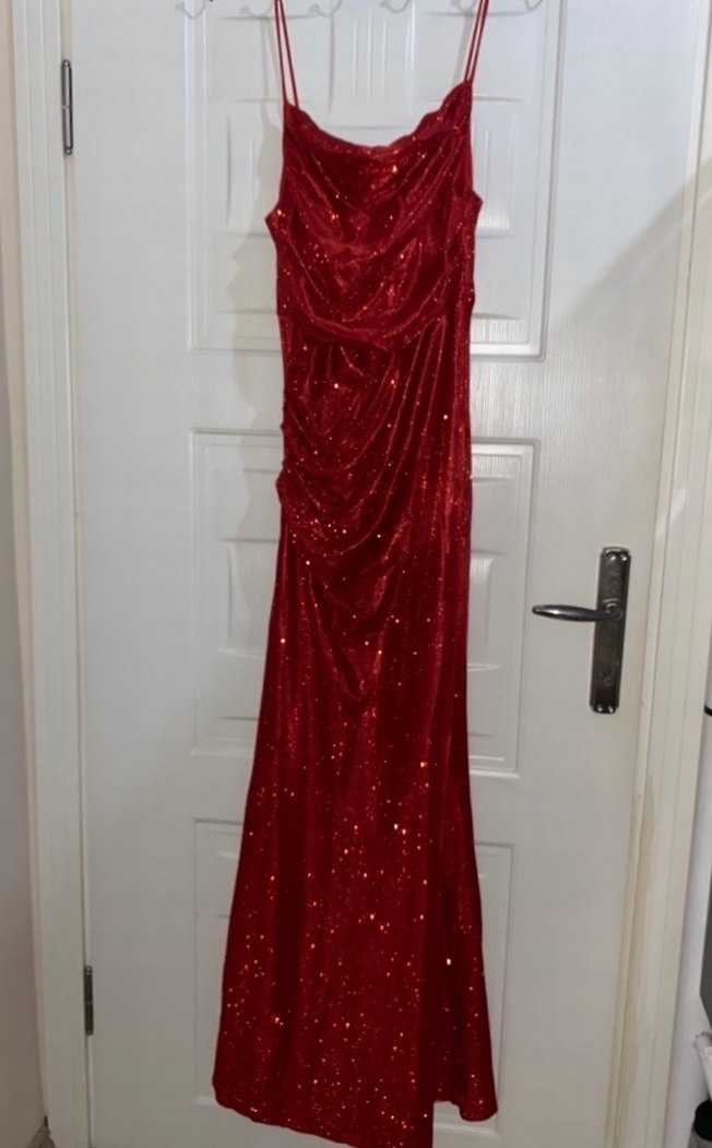 Parlak Kırmızı Uzun Elbise - Görsel 3