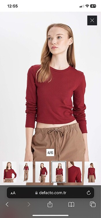 bordo uzun kol crop