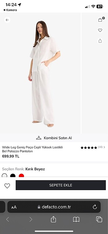 xs Beden beyaz kumaş pantolon