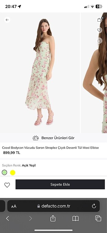 s Beden yeşil çiçekli elbise
