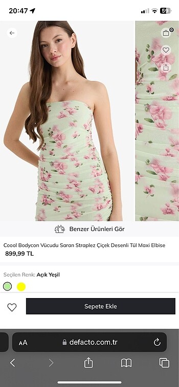 s Beden yeşil Renk yeşil çiçekli elbise