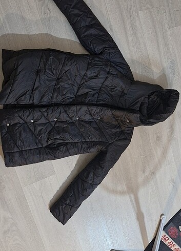 Siyah uzun oversize mont
