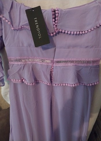 lila uzun şifon - Görsel 9