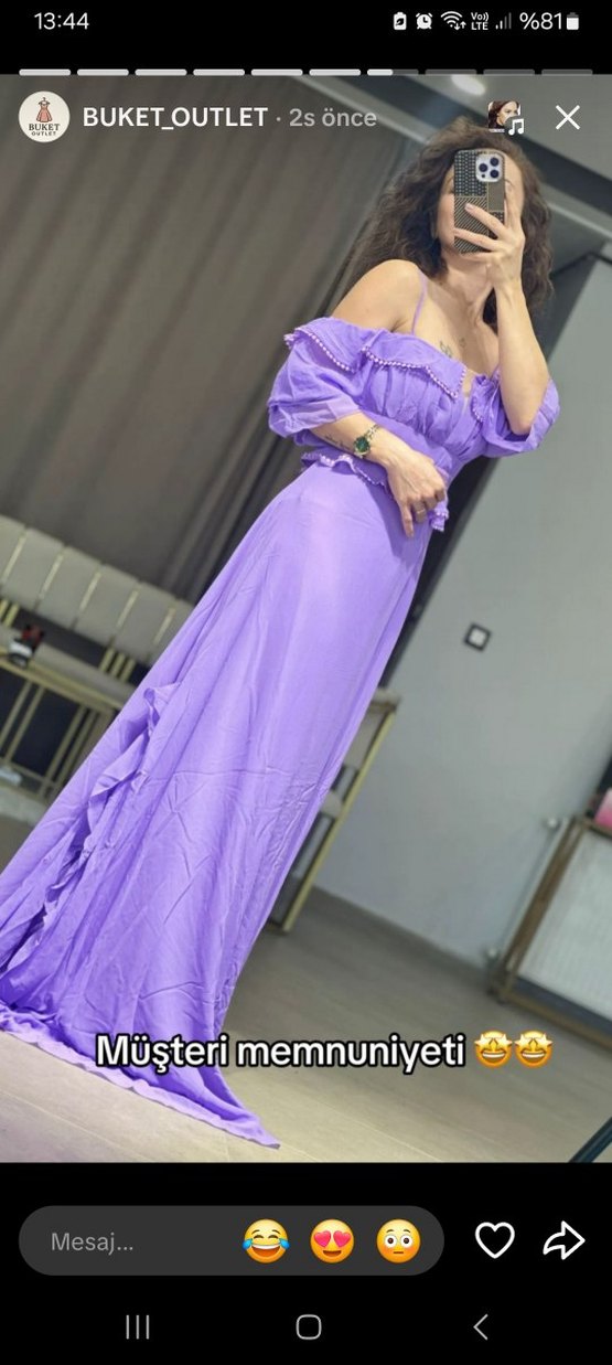 lila uzun şifon - Görsel 3